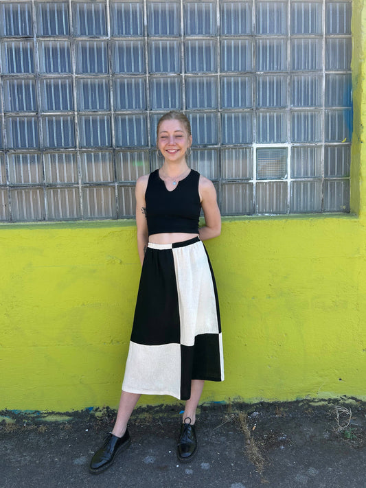 The Charlie Skirt in Quilted Black and White