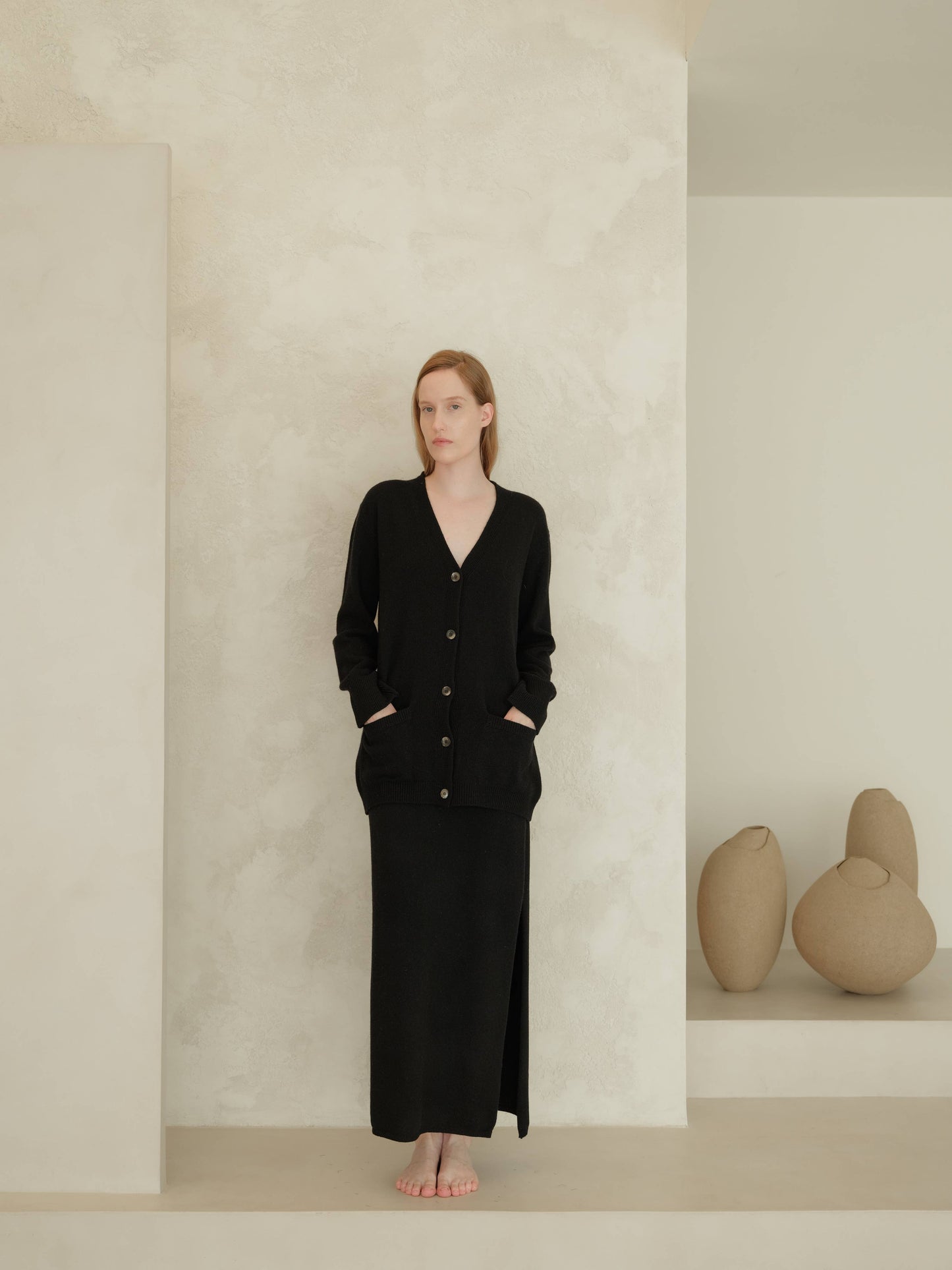 Cashmere blend V-neck maxi cardigan