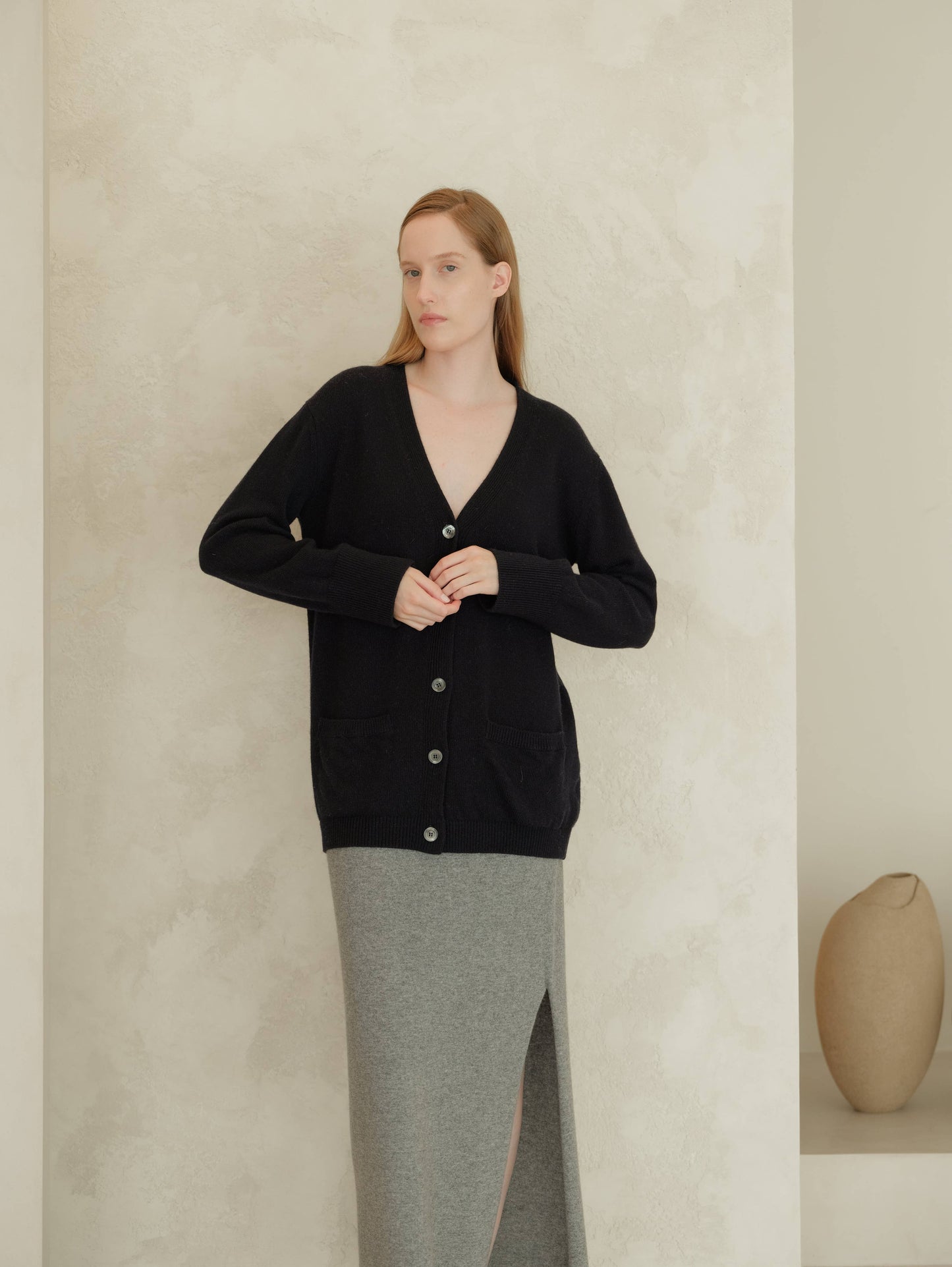 Cashmere blend V-neck maxi cardigan