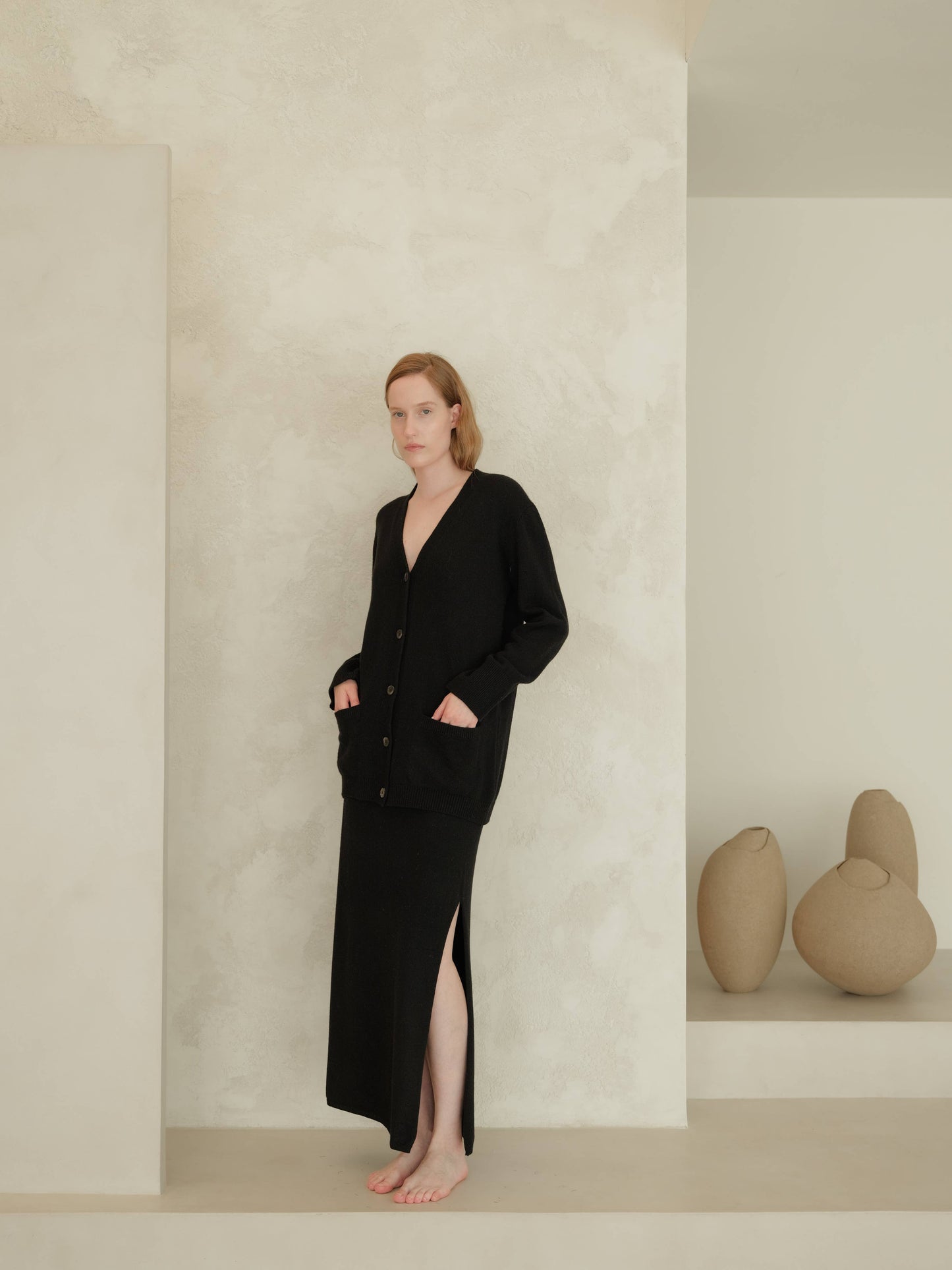Cashmere blend V-neck maxi cardigan