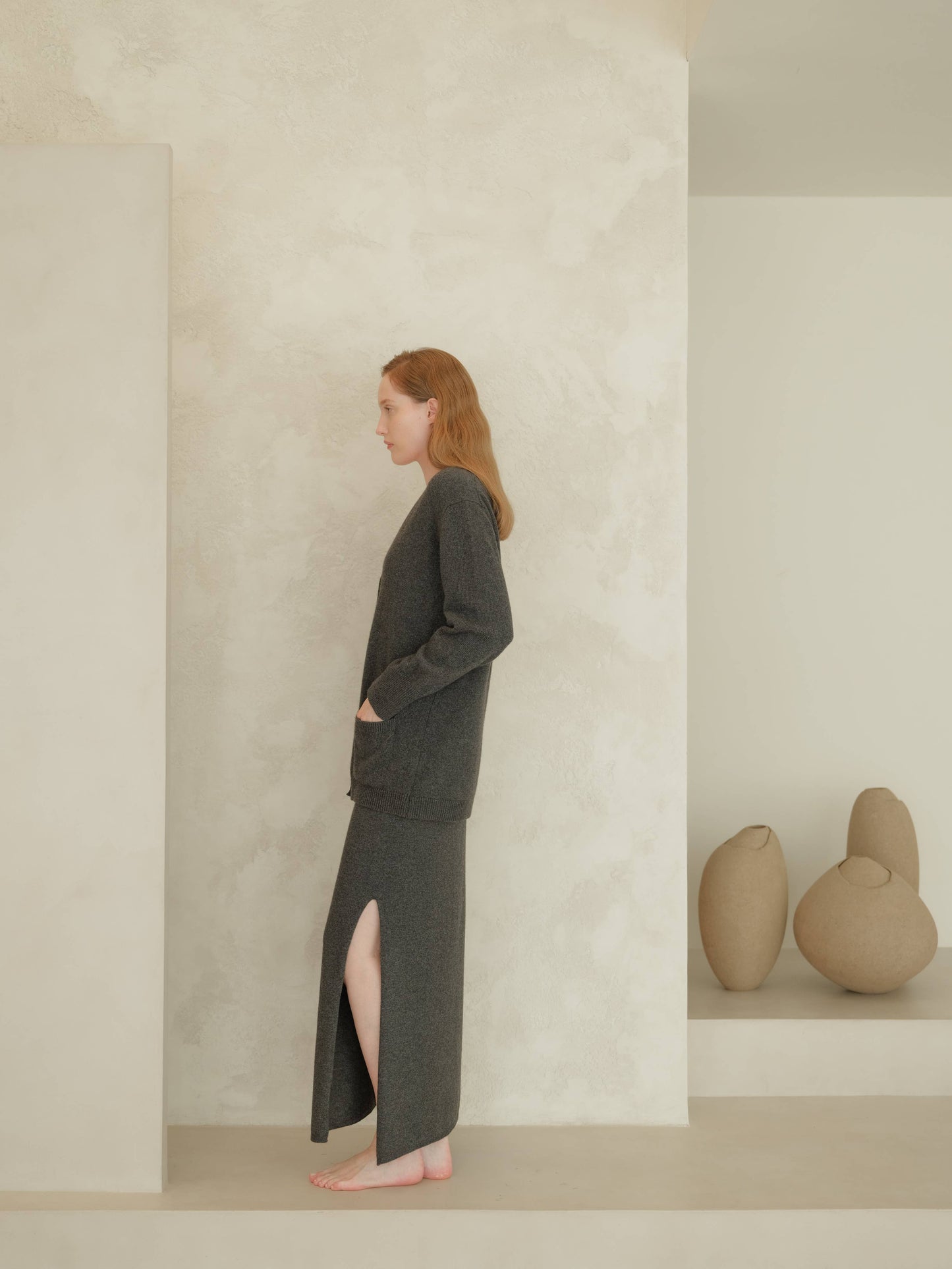 Cashmere blend V-neck maxi cardigan