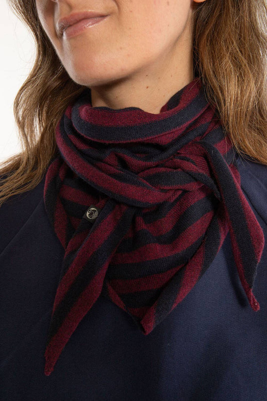 Danish Merino Scarf - Navy/Dk Bdx