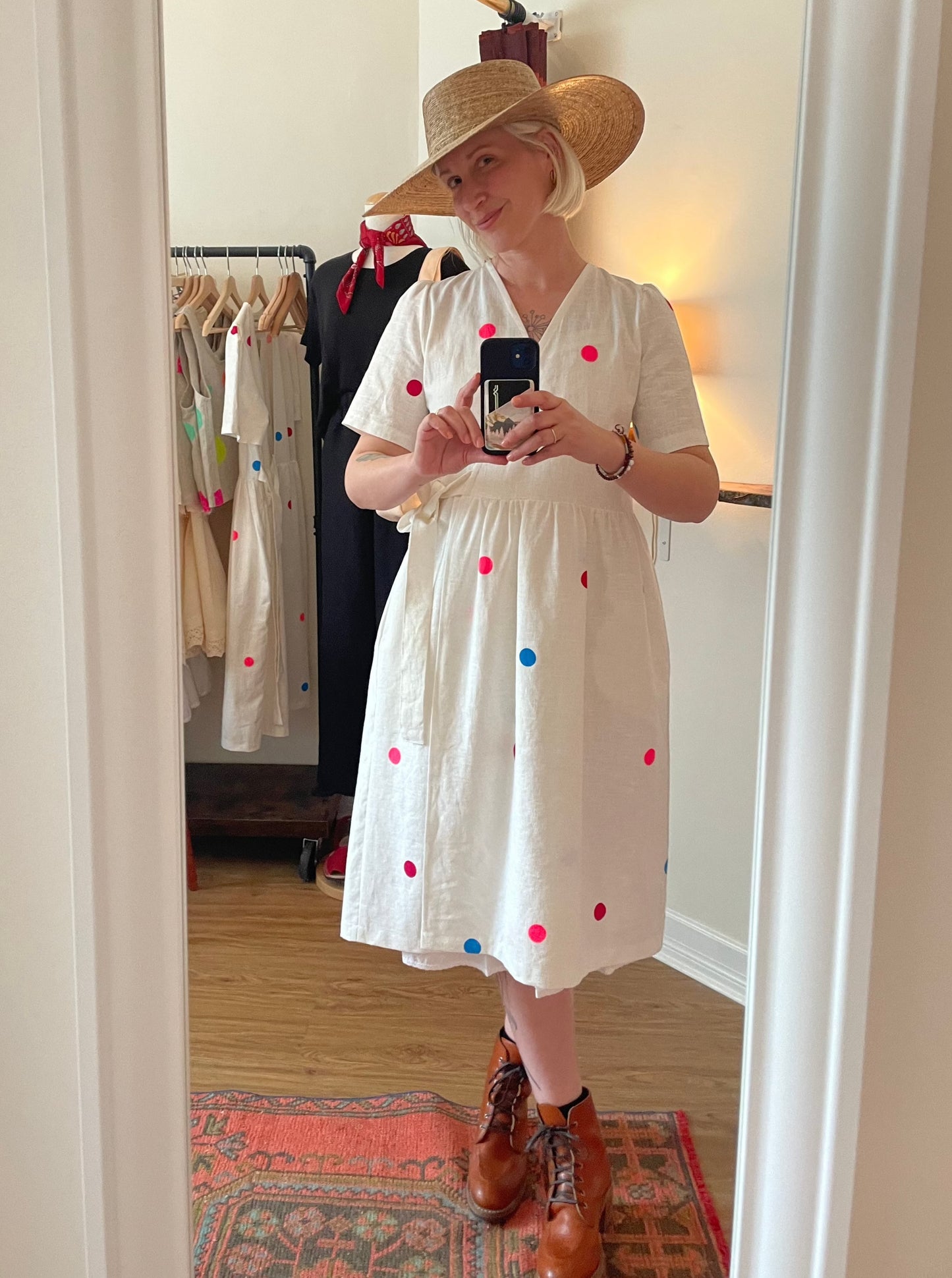 Fruitful dots linen dress